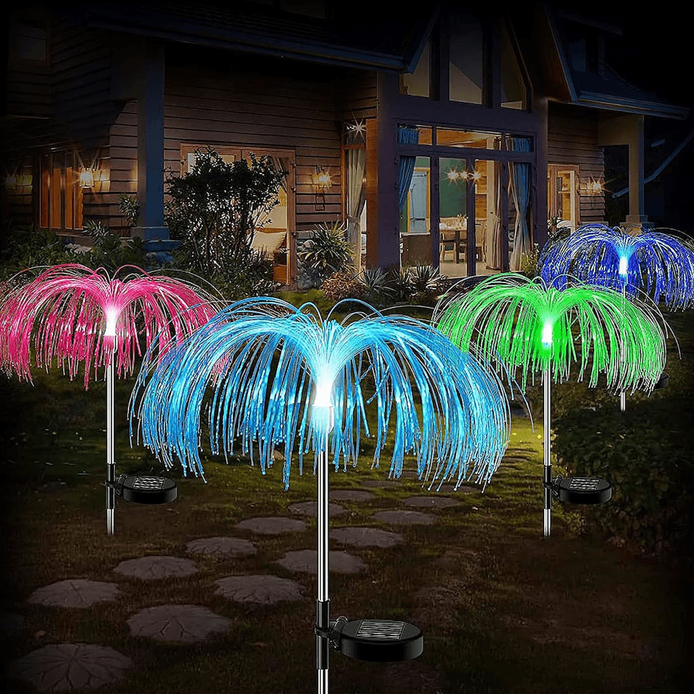 Lampa Solară cu Fibra Optică, Set 2, LED, 80cm, Multicolor, Exterior