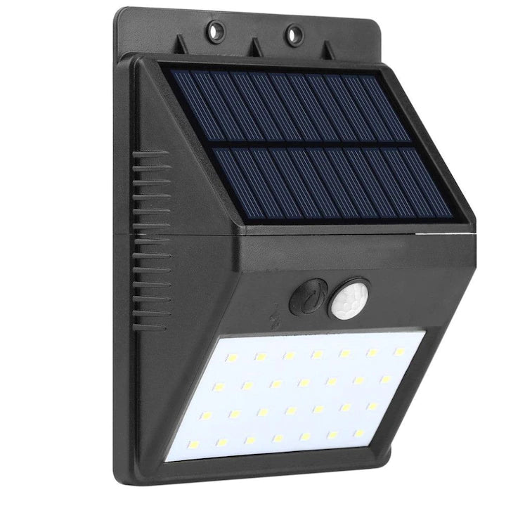 Lampa Solara LED cu Senzor de Mișcare 12x9cm, IP65, pentru Perete, Iluminat Exterior Automat