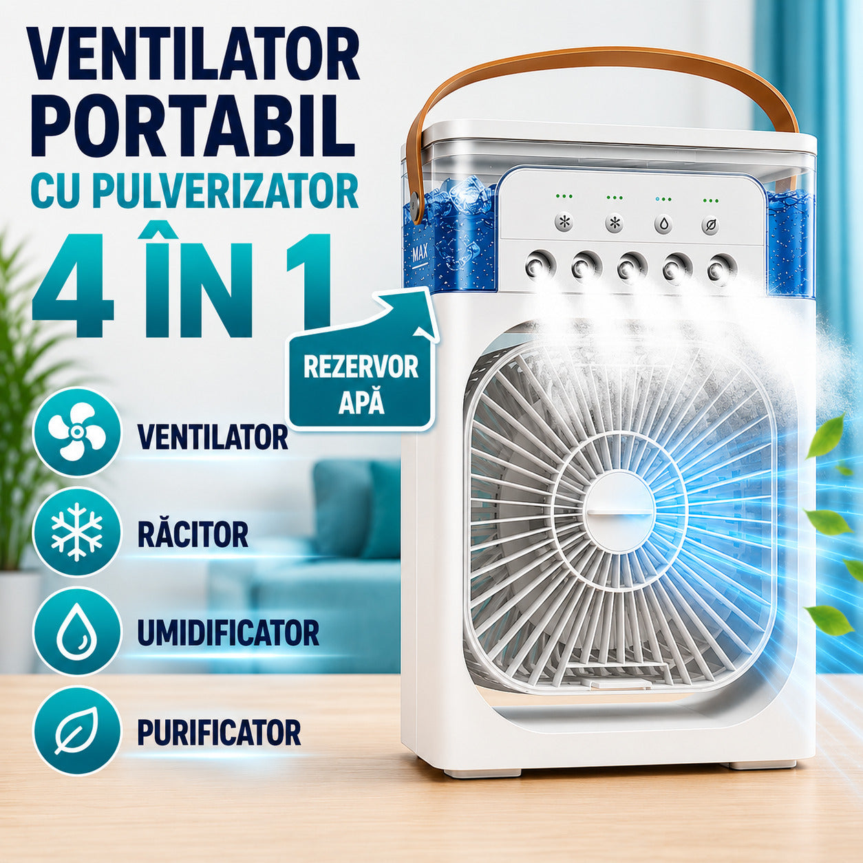 Ventilator Portabil 4-in-1 - Răcire și Confort Instant