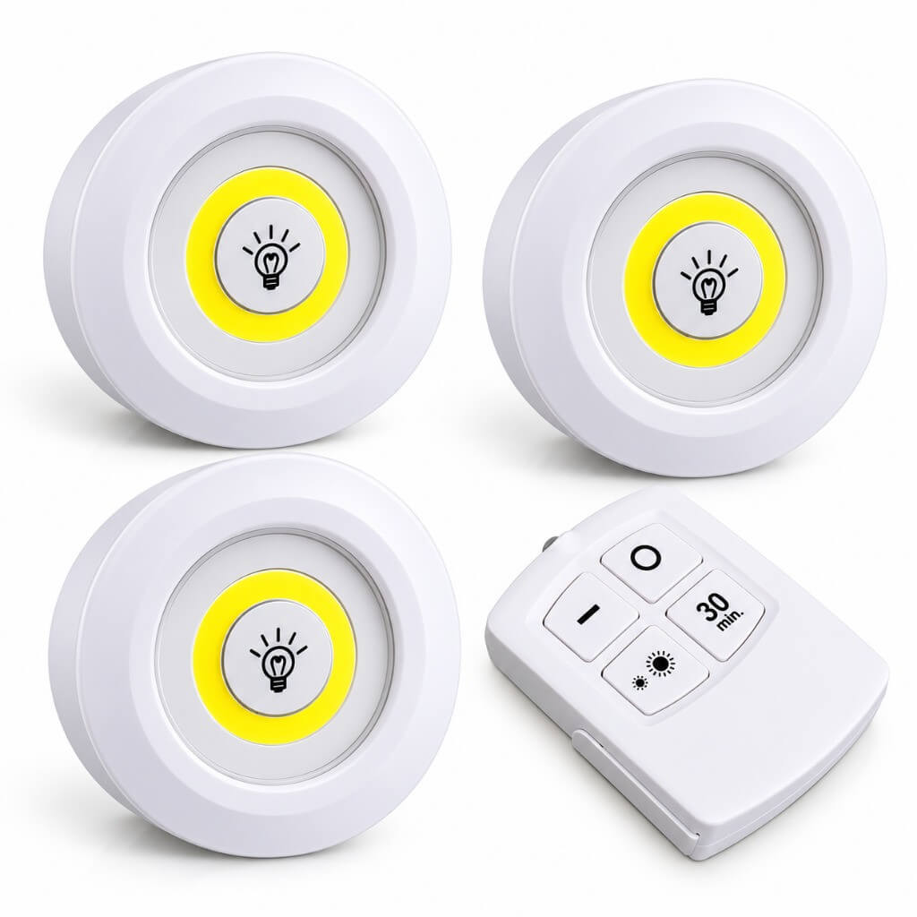 Set 4 spoturi LED cu telecomanda