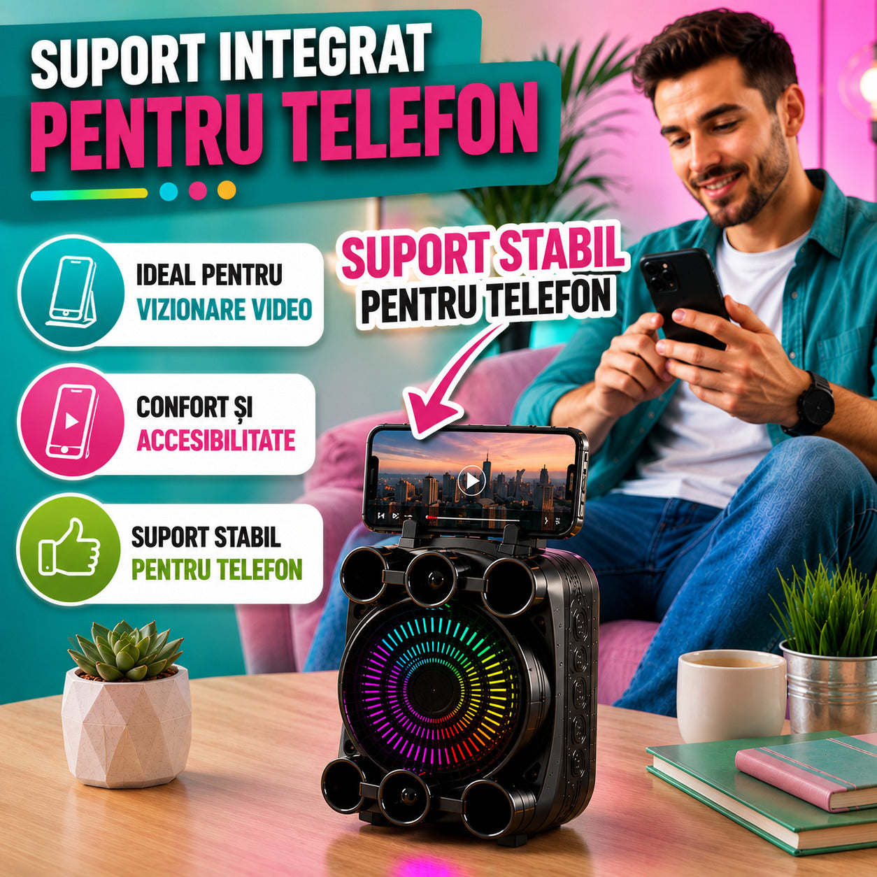 Suport integrat pentru telefon