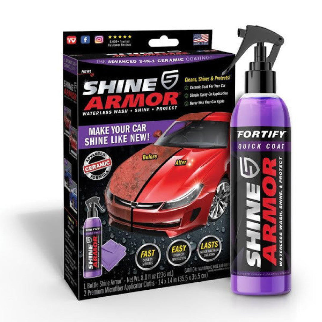 Kit Întreținere Auto Shine Armor - Ceară Lichidă 236ml cu Lavetă Microfibră 3 în 1