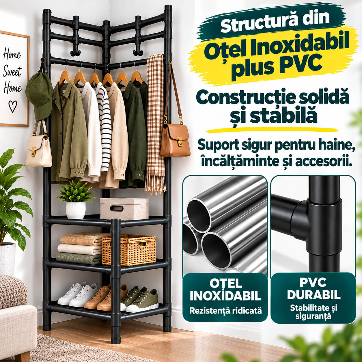 Structură din oțel inoxidabil plus PVC 