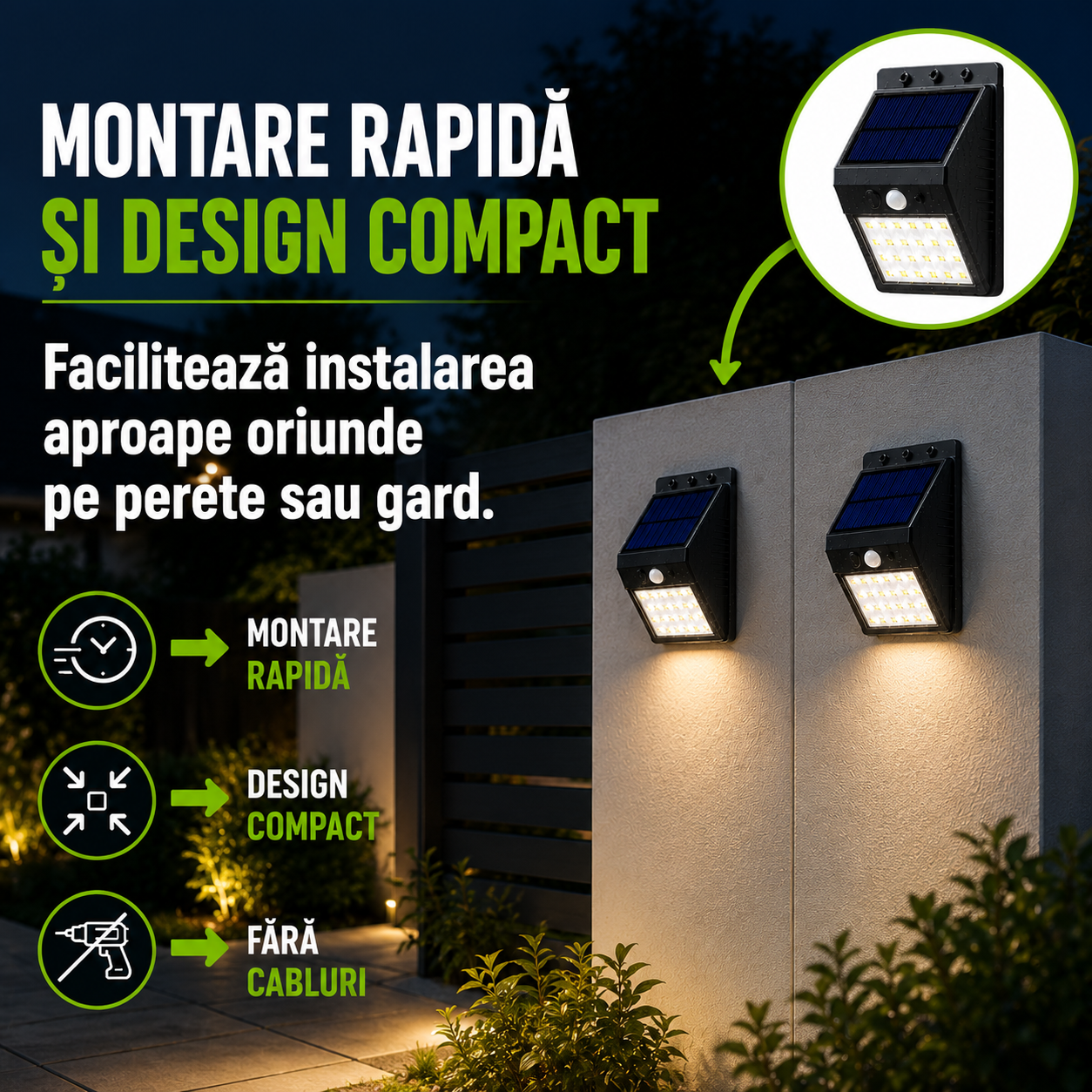 Montare rapidă și design compact