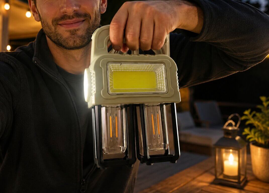 Lanterna Solară LED 21x14cm cu 3 Moduri de Lumină