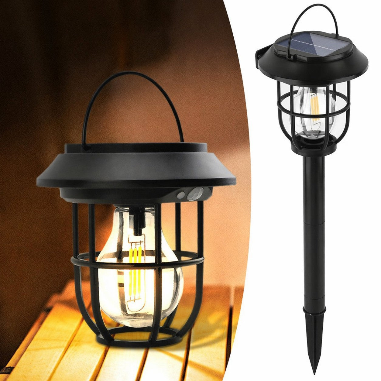 Lampă Solară de Grădină Tip Felinar, LED, 46cm, cu Panou Solar și Țăruș, Agățătoare Multimodală