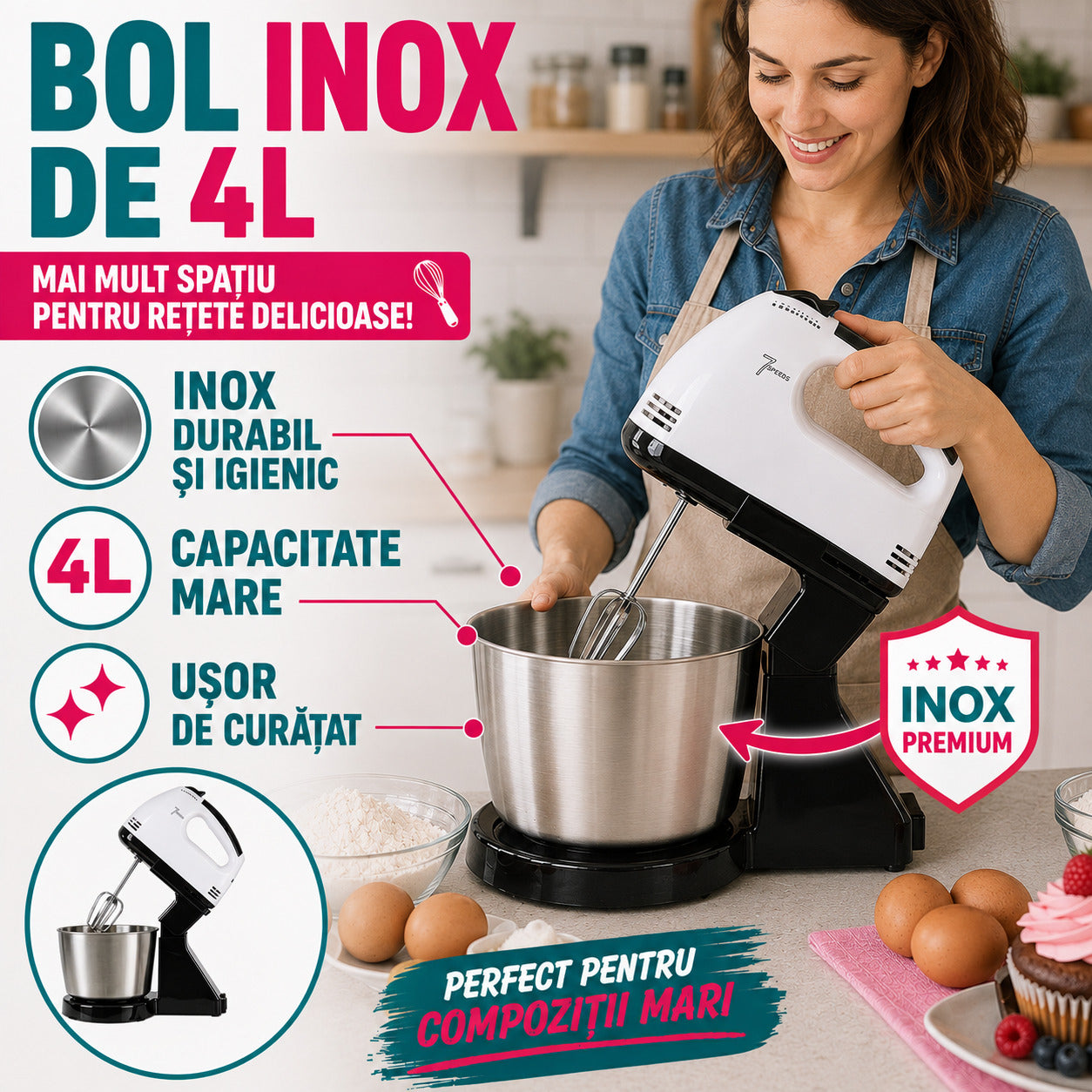 Bol din inox premium de 4L