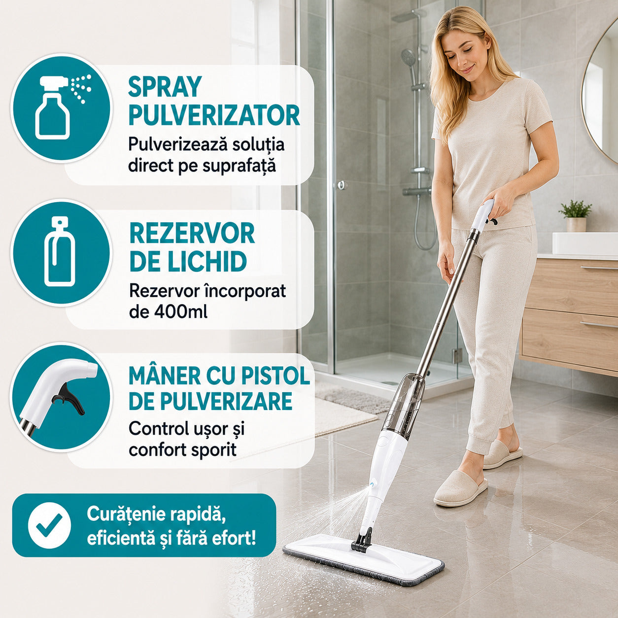 Prevazut cu spray pulverizator, rezervor de lichid  și maner cu pistol de pulverizare