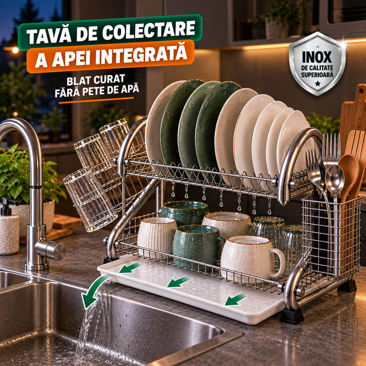 Tavă de colectare a apei integrată